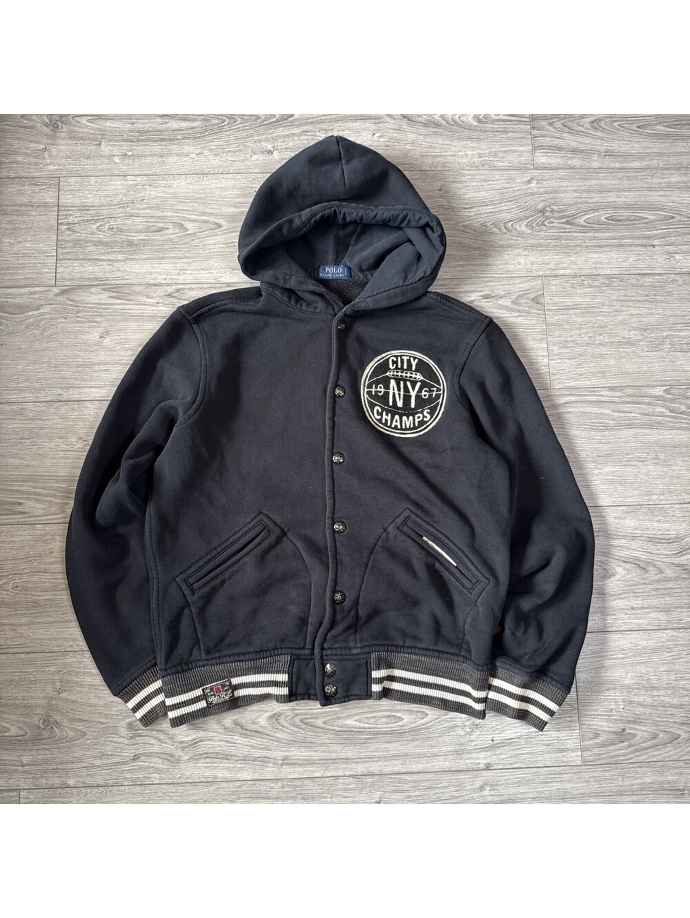 Ralph Lauren NY Basketball Champs Hoodie Jacket Men’s Sz M Brooklyn